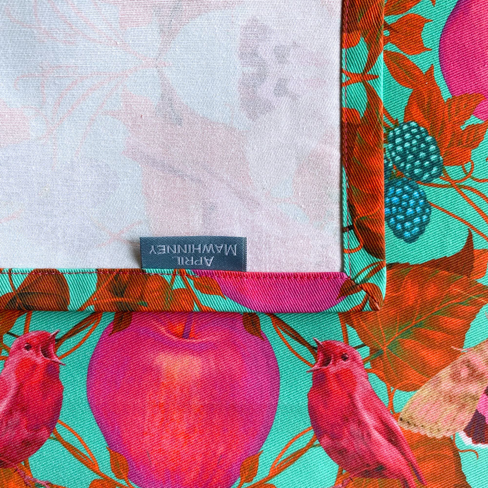 Teal Scrumpy Season Organic Cotton Tea Towel